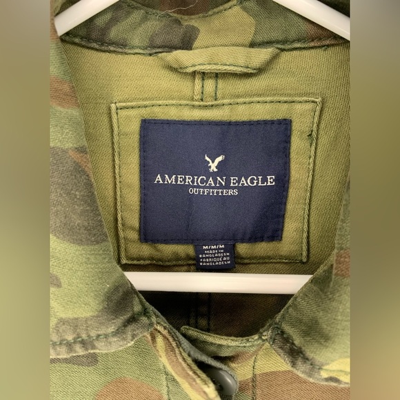American Eagle Outfitters Green Camo Nah Embroidered Utility Shacket Jacket M - Picture 6 of 7